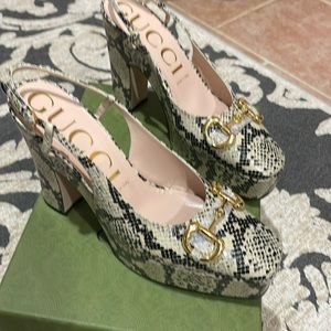 Gucci
Women's Python Embossed Slingback Platform High Heel Pumps